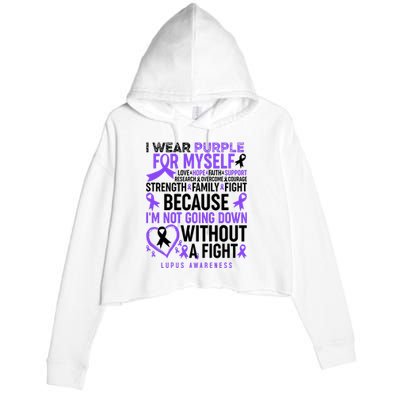 I Wear Purple For Myself Lupus Awareness Crop Fleece Hoodie