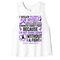 I Wear Purple For Myself Lupus Awareness Women's Racerback Cropped Tank