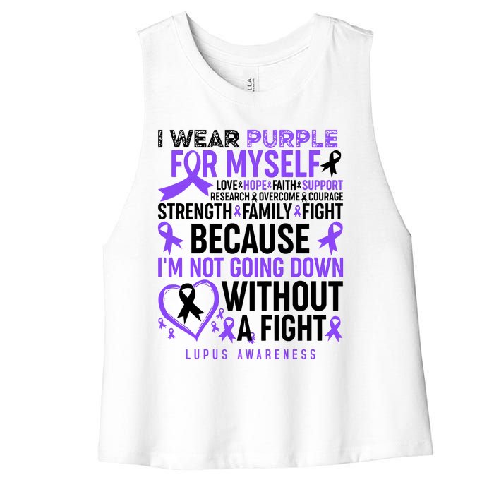 I Wear Purple For Myself Lupus Awareness Women's Racerback Cropped Tank