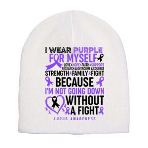 I Wear Purple For Myself Lupus Awareness Short Acrylic Beanie