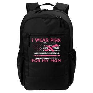 I Wear P.I.N.K For My Mom American Flag Breast Cancer Daily Commute Backpack