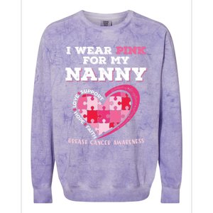 I Wear Pink For My Nanny Grandma Breast Cancer Support Cool Gift Colorblast Crewneck Sweatshirt