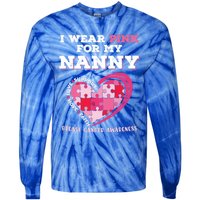 I Wear Pink For My Nanny Grandma Breast Cancer Support Cool Gift Tie-Dye Long Sleeve Shirt