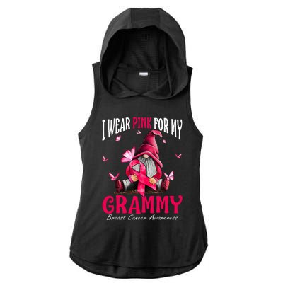 I Wear Pink For My Grammy Breast Cancer Awareness Gnomes Ladies PosiCharge Tri-Blend Wicking Draft Hoodie Tank