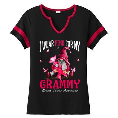 I Wear Pink For My Grammy Breast Cancer Awareness Gnomes Ladies Halftime Notch Neck Tee