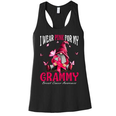 I Wear Pink For My Grammy Breast Cancer Awareness Gnomes Women's Racerback Tank