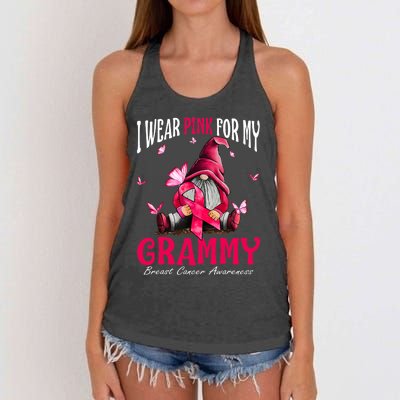 I Wear Pink For My Grammy Breast Cancer Awareness Gnomes Women's Knotted Racerback Tank