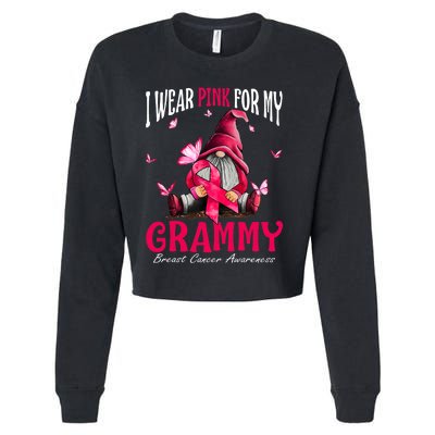 I Wear Pink For My Grammy Breast Cancer Awareness Gnomes Cropped Pullover Crew