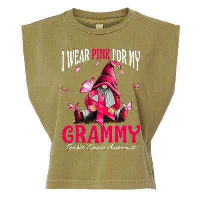 I Wear Pink For My Grammy Breast Cancer Awareness Gnomes Garment-Dyed Women's Muscle Tee