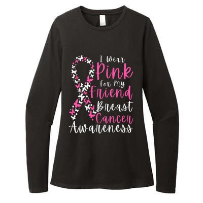 I Wear Pink For My Friend Breast Cancer Awareness Support Womens CVC Long Sleeve Shirt