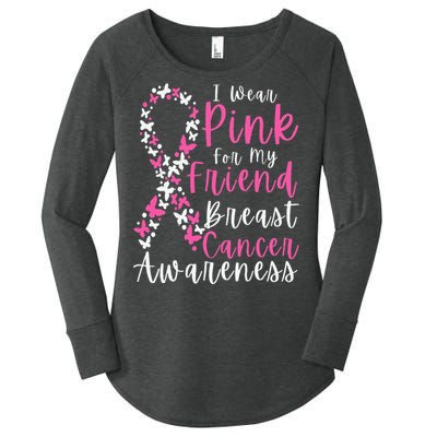 I Wear Pink For My Friend Breast Cancer Awareness Support Women's Perfect Tri Tunic Long Sleeve Shirt