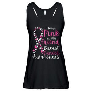 I Wear Pink For My Friend Breast Cancer Awareness Support Ladies Essential Flowy Tank