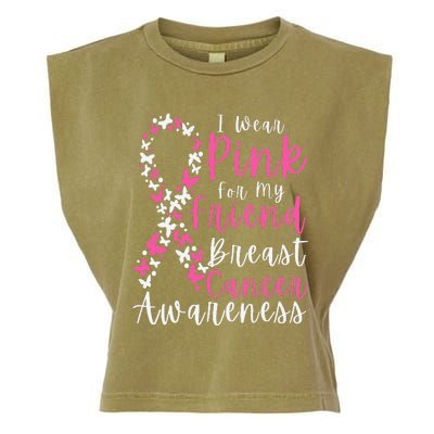 I Wear Pink For My Friend Breast Cancer Awareness Support Garment-Dyed Women's Muscle Tee