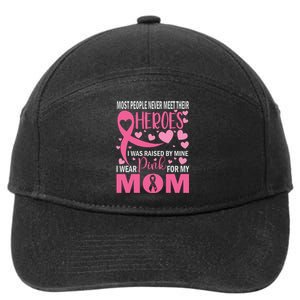 I Wear Pink For My Mom Breast Cancer Awareness Kids Support 7-Panel Snapback Hat