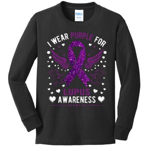 I Wear Purple For Lupus Awareness Kids Long Sleeve Shirt