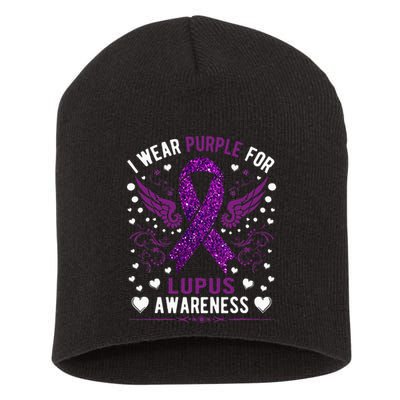 I Wear Purple For Lupus Awareness Short Acrylic Beanie