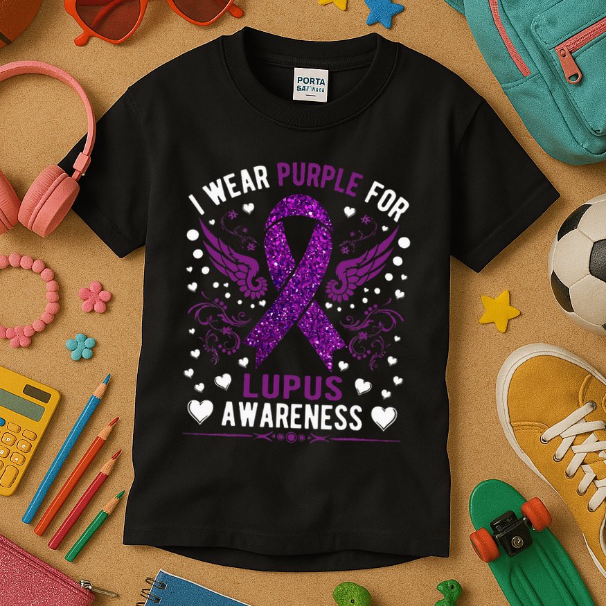 I Wear Purple For Lupus Awareness Kids T-Shirt