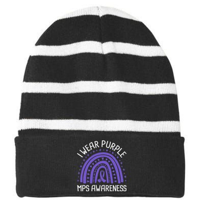 I Wear Purple MPS Awareness Striped Beanie with Solid Band