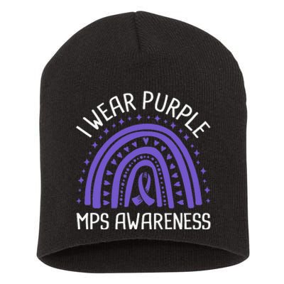 I Wear Purple MPS Awareness Short Acrylic Beanie