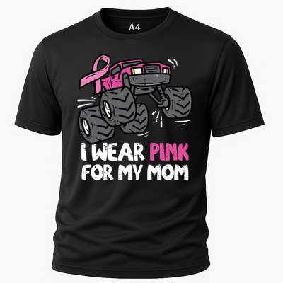 I Wear Pink For My Mom Monster Truck Breast Cancer Kids Boy Cooling Performance Crew T-Shirt