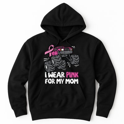 I Wear Pink For My Mom Monster Truck Breast Cancer Kids Boy Hoodie