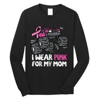 I Wear Pink For My Mom Monster Truck Breast Cancer Kids Boy Long Sleeve Shirt