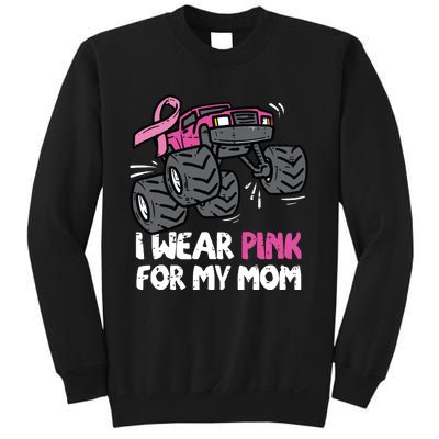 I Wear Pink For My Mom Monster Truck Breast Cancer Kids Boy Sweatshirt