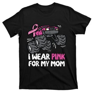 I Wear Pink For My Mom Monster Truck Breast Cancer Kids Boy T-Shirt