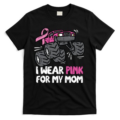 I Wear Pink For My Mom Monster Truck Breast Cancer Kids Boy T-Shirt