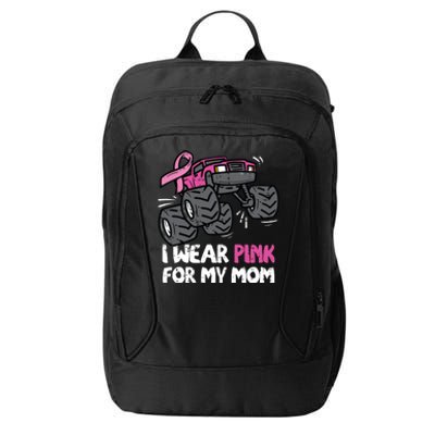 I Wear Pink For My Mom Monster Truck Breast Cancer Kids Boy City Backpack