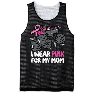 I Wear Pink For My Mom Monster Truck Breast Cancer Kids Boy Mesh Reversible Basketball Jersey Tank