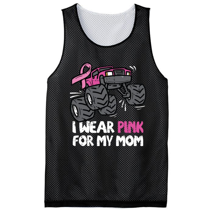 I Wear Pink For My Mom Monster Truck Breast Cancer Kids Boy Mesh Reversible Basketball Jersey Tank