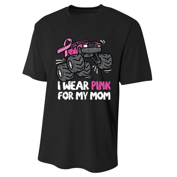 I Wear Pink For My Mom Monster Truck Breast Cancer Kids Boy Performance Sprint T-Shirt