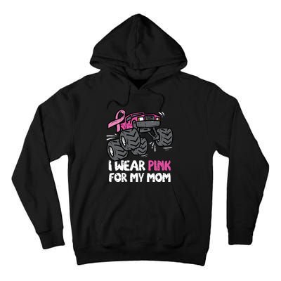 I Wear Pink For My Mom Monster Truck Breast Cancer Kids Boy Tall Hoodie