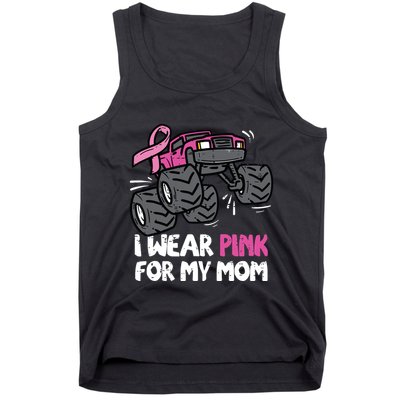 I Wear Pink For My Mom Monster Truck Breast Cancer Kids Boy Tank Top