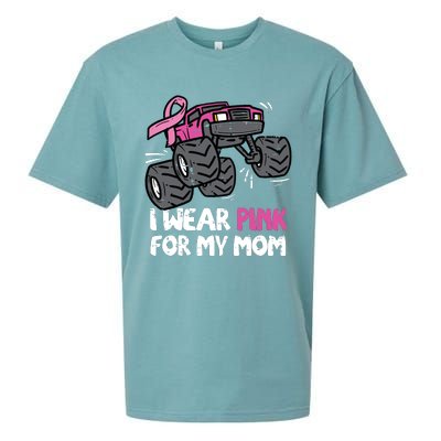 I Wear Pink For My Mom Monster Truck Breast Cancer Kids Boy Sueded Cloud Jersey T-Shirt