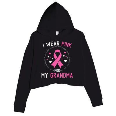 I Wear Pink For My Grandma Breast Cancer Awareness Support Crop Fleece Hoodie