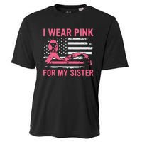 I Wear Pink For My Sister Breast Cancer Awareness Usa Flag Cooling Performance Crew T-Shirt