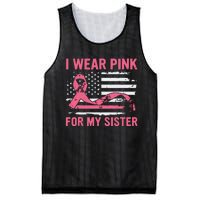 I Wear Pink For My Sister Breast Cancer Awareness Usa Flag Mesh Reversible Basketball Jersey Tank