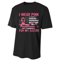 I Wear Pink For My Sister Breast Cancer Awareness Usa Flag Performance Sprint T-Shirt