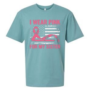 I Wear Pink For My Sister Breast Cancer Awareness Usa Flag Sueded Cloud Jersey T-Shirt