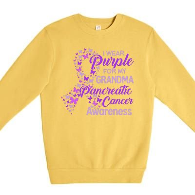 I Wear Purple For My Grandma Pancreatic Cancer Awareness Premium Crewneck Sweatshirt