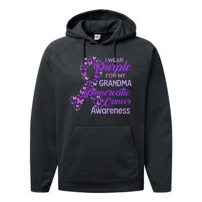 I Wear Purple For My Grandma Pancreatic Cancer Awareness Performance Fleece Hoodie