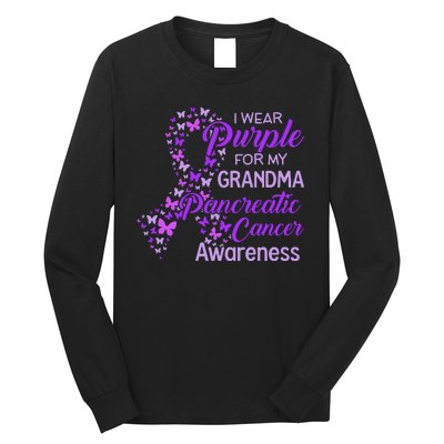 I Wear Purple For My Grandma Pancreatic Cancer Awareness Long Sleeve Shirt