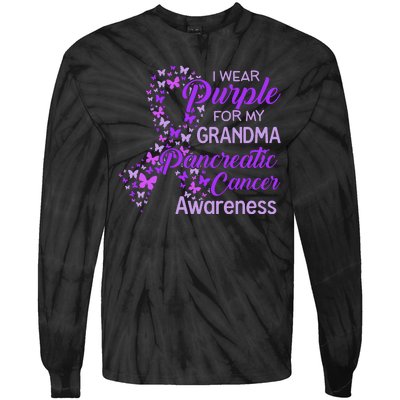 I Wear Purple For My Grandma Pancreatic Cancer Awareness Tie-Dye Long Sleeve Shirt