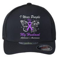 I Wear Purple For My Husband AlzheimerS Awareness Butterfly Flexfit Unipanel Trucker Cap