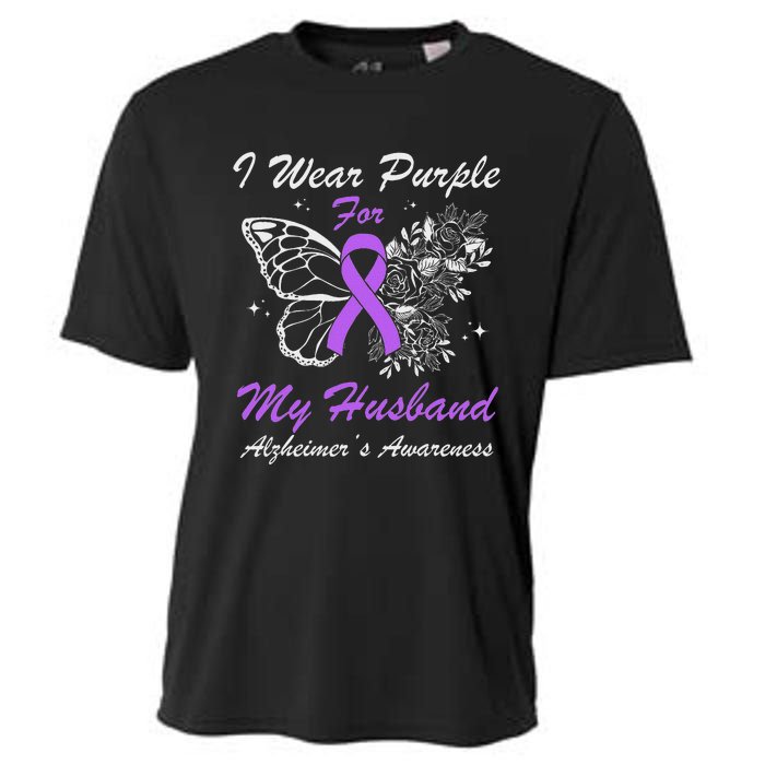 I Wear Purple For My Husband AlzheimerS Awareness Butterfly Cooling Performance Crew T-Shirt