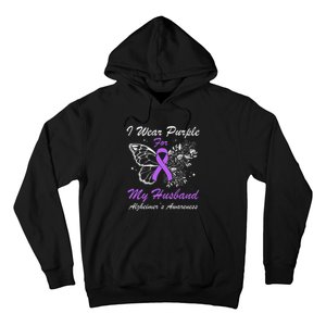 I Wear Purple For My Husband AlzheimerS Awareness Butterfly Hoodie