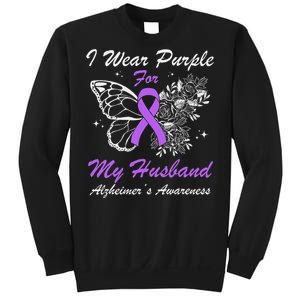 I Wear Purple For My Husband AlzheimerS Awareness Butterfly Sweatshirt