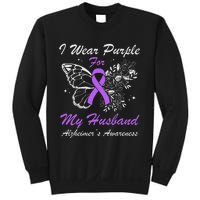 I Wear Purple For My Husband AlzheimerS Awareness Butterfly Sweatshirt